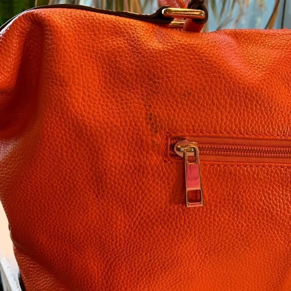 Ora Delphine Orange and Gold leather Purse
